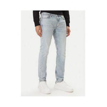 Blugi slim fit uni cu talie medie