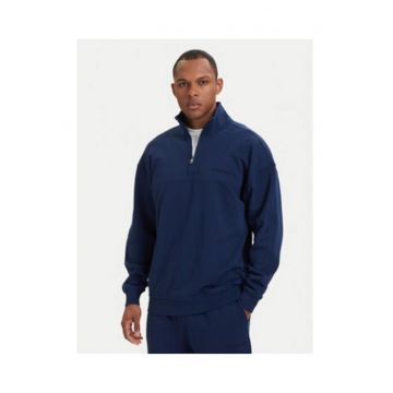 Bluza de trening din amestec de bumbac cu fermoar scurt si mansete elastice