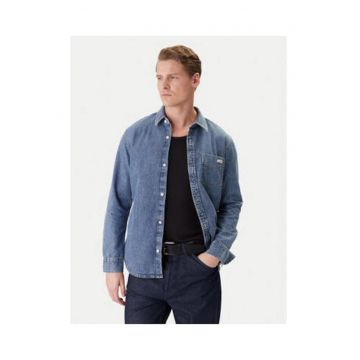 Camasa din denim cu buzunar pe piept