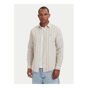 Camasa regular fit din amestec de in cu model in dungi