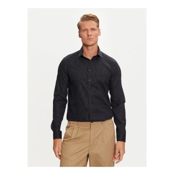 Camasa uni slim fit din amestec de bumbac
