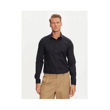 Camasa uni slim fit din amestec de bumbac