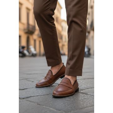 Mocasini barbati maro   tapla subtire  piele eco  comozi cu mic defect DEF12312  T15-4