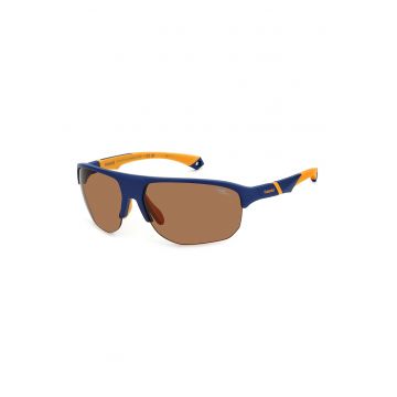Ochelari de soare wrap cu logo - Albastru inchis/Portocaliu mandarina