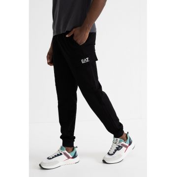 Pantaloni de trening cargo cu talie elastica - Negru