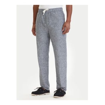 Pantaloni din amestec de in si bumbac cu sirect in talie
