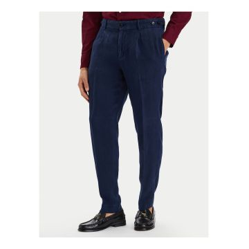Pantaloni regular fit cu talie medie din in -