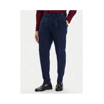Pantaloni regular fit cu talie medie din in -