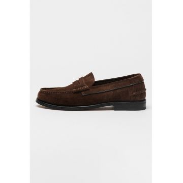 Pantofi loafer din piele intoarsa - Maro inchis