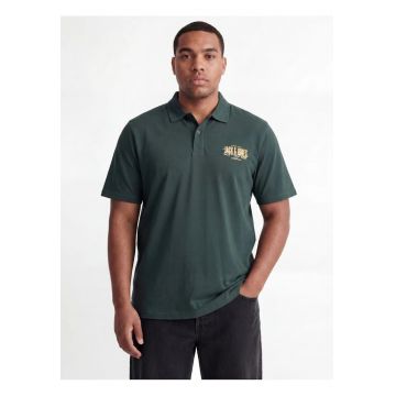 Plus Tricou polo barbati big sizes - din jerseu de bumbac - Regular Fit - Verde inchis