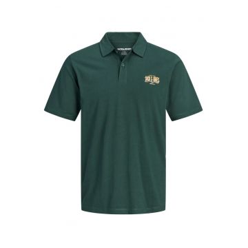Plus Tricou polo barbati big sizes - din jerseu de bumbac - Regular Fit - Verde inchis