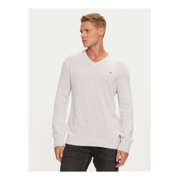 Pulover slim fit cu decolteu in V