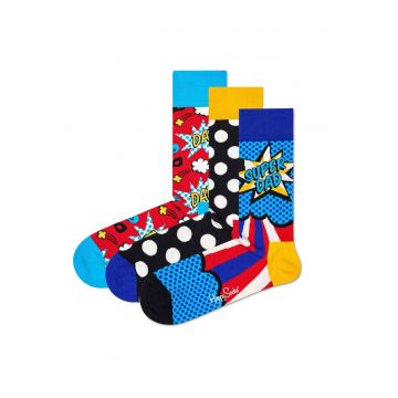 Set de sosete cu imprimeu Father's Day - 3 perechi - Multicolor