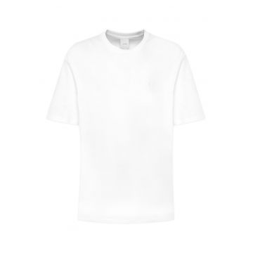 Tricou din bumbac cu croiala regula fit si decolteu la baza gatului