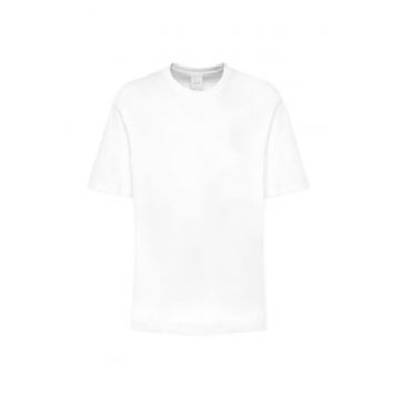 Tricou din bumbac cu croiala regula fit si decolteu la baza gatului