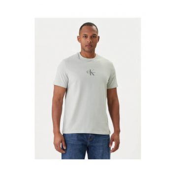 Tricou din bumbac cu decolteu la baza gatului -