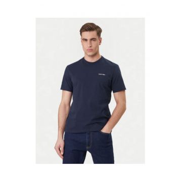 Tricou din bumbac cu decolteu la baza gatului - logo si model uni