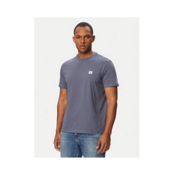 Tricou din bumbac cu maneci rulate si logo discret