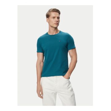 Tricou din bumbac cu model uni si maneci scurte