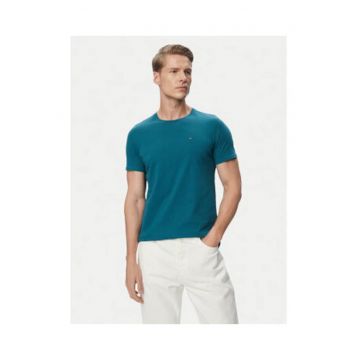 Tricou din bumbac cu model uni si maneci scurte