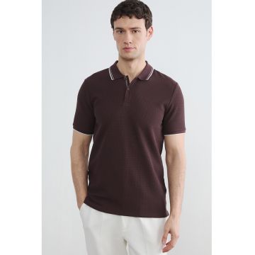 Tricou polo din amestec de bumbac - Maro inchis/Maro