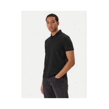 Tricou polo regular fit din bumbac cu model uni