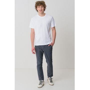 Tricou regular fit cu decolteu la baza gatului - Alb optic