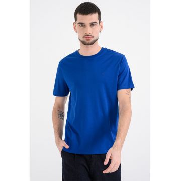 Tricou regular fit cu decolteu la baza gatului - Albastru royal