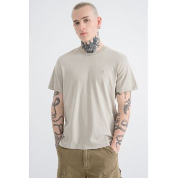 Tricou regular fit cu decolteu la baza gatului - Kaki