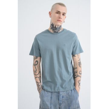 Tricou regular fit cu decolteu la baza gatului - Verde salvie