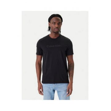 Tricou regular fit cu imprimeu logo si decolteu la baza gatului