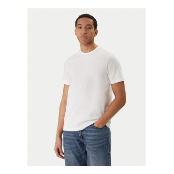 Tricou regular fit cu model uni si decolteu la baza gatului -