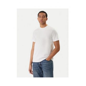 Tricou regular fit cu model uni si decolteu la baza gatului -