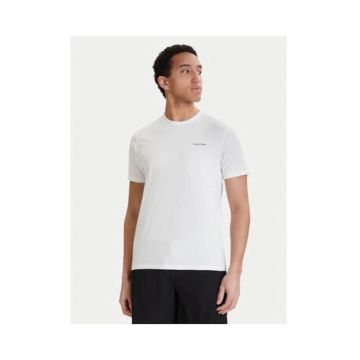 Tricou regular fit din bumbac cu detaliu logo si model uni