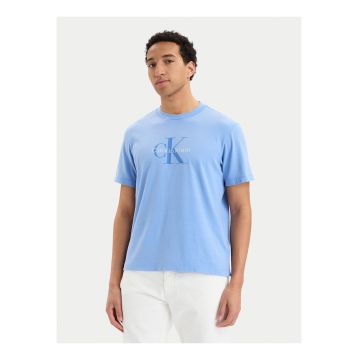 Tricou regular fit din bumbac cu model uni si logo pe partea din fata