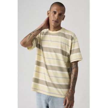 Tricou relaxed-fit din bumbac cu dungi - Galben pal