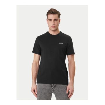 Tricou uni regular fit din bumbac cu detaliu logo