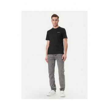 Tricou uni regular fit din bumbac cu detaliu logo