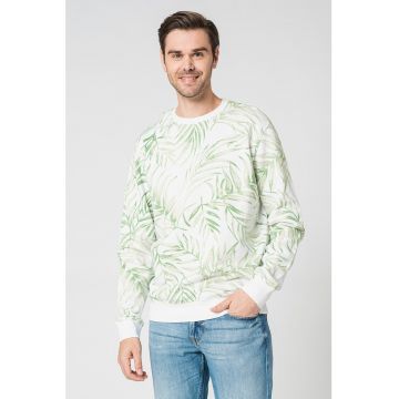 Bluza sport cu decolteu la baza gatului si model vegetal