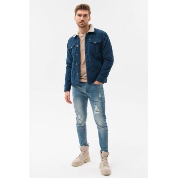 Jacheta din reiat cu garnituri de blana shearling sintetica Jacheta din reiat cu garnituri de blana shearling sintetica