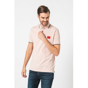Tricou polo slim fit din bumbac pique Deresino