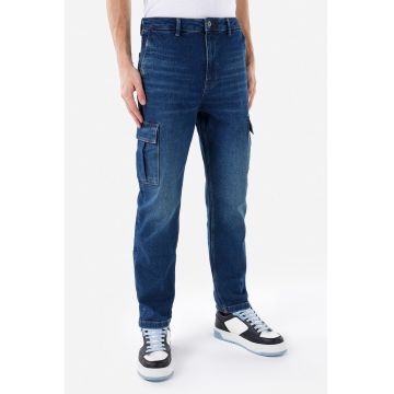 Blugi cargo cu croiala conica 071 Willy - Albastru inchis