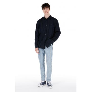 Blugi regular fit cu aspect decolorat - Albastru deschis