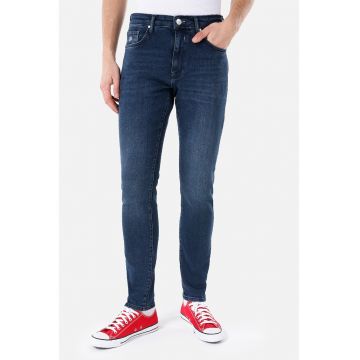 Blugi skinny cu aspect decolorat - Bleumarin