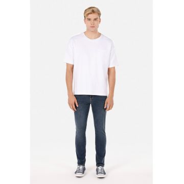 Blugi skinny cu talie medie - Albastru inchis