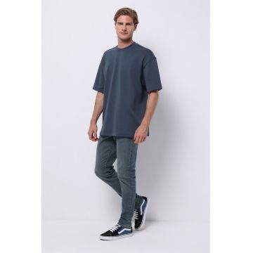Blugi slim fit cu talie medie - Albastru prafuit