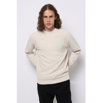 Bluza de trening cu broderie pe piept - Bej