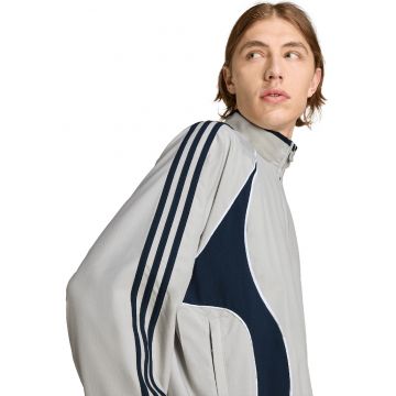 Bluza de trening lejera cu fermoar si guler mediu - Albastru ultramarin/Gri