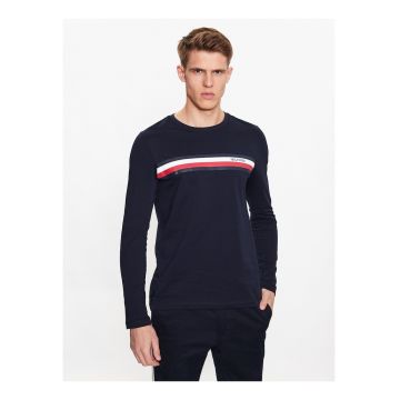 Bluza slim fit de bumbac organic - Rosu/Alb/Bleumarin