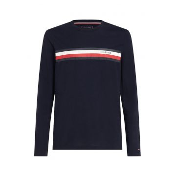 Bluza slim fit de bumbac organic - Rosu/Alb/Bleumarin